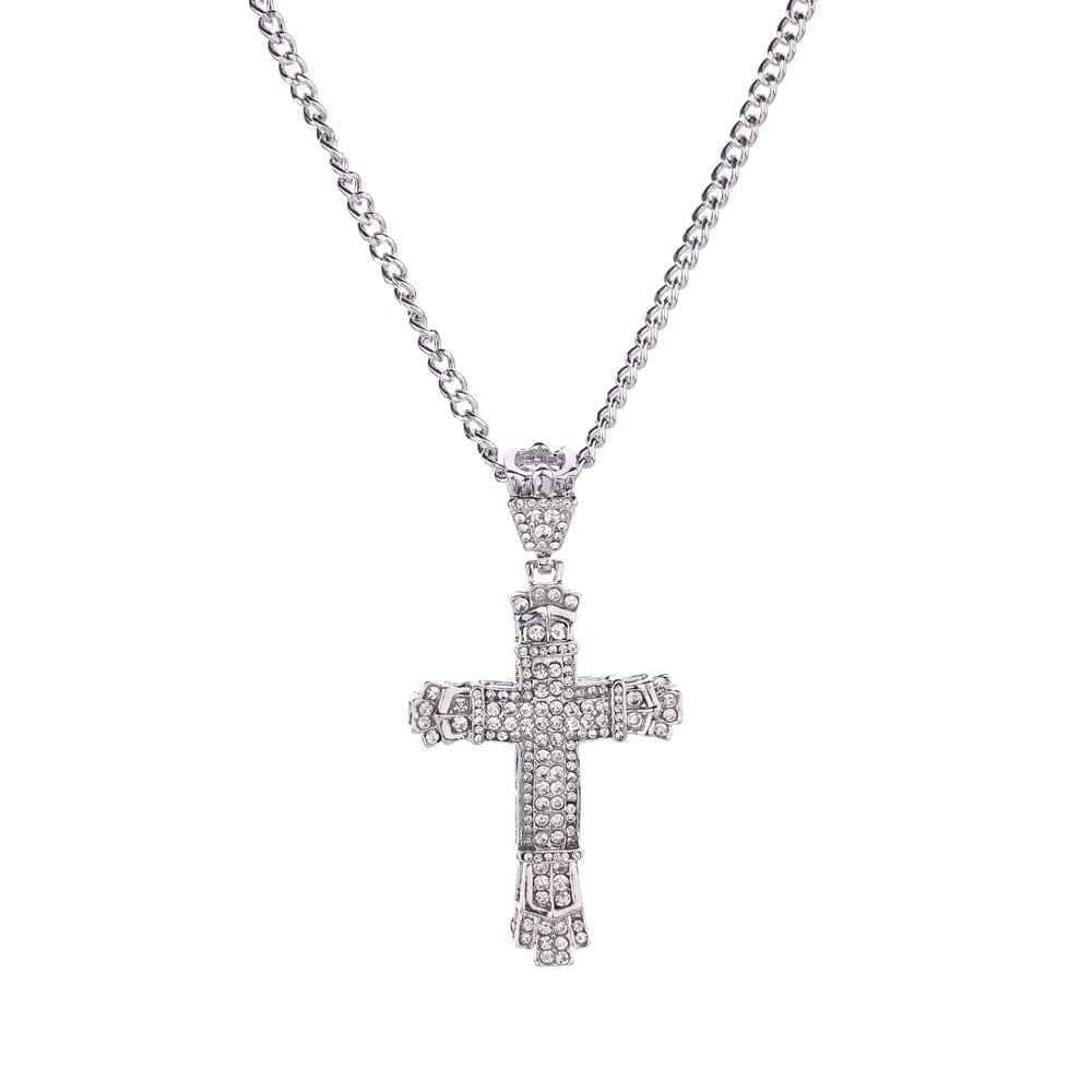 Iced Out Cross Necklace for Men - Sparkling Iced Out Men's Cross Pendant